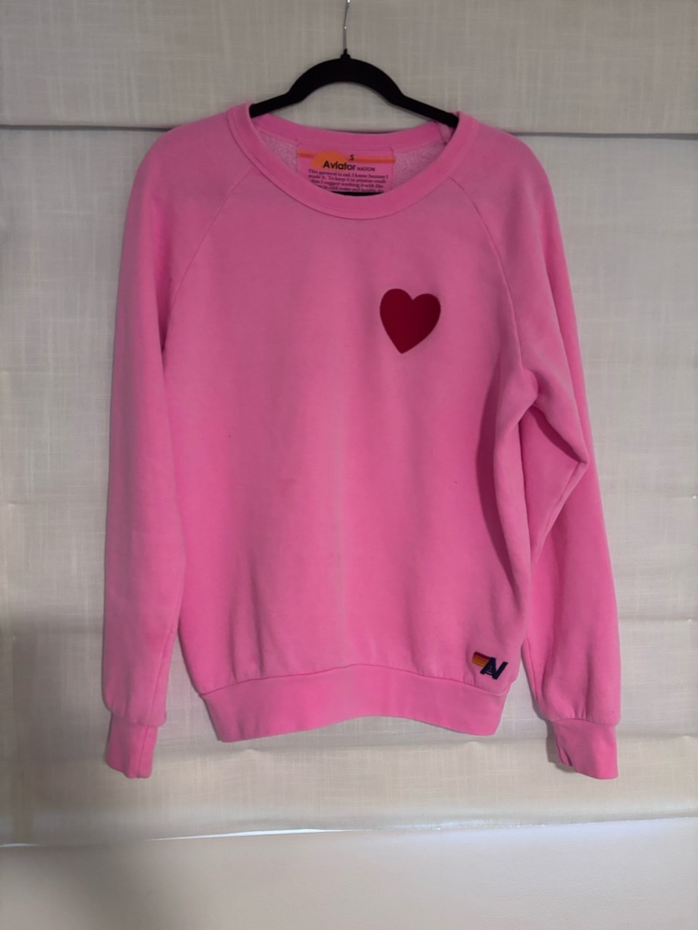 Aviator Nation Pink Crewneck with Heart Detail